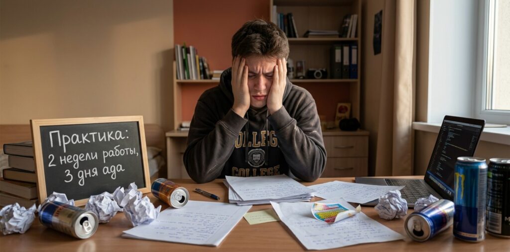 the student is holding their head with both hands