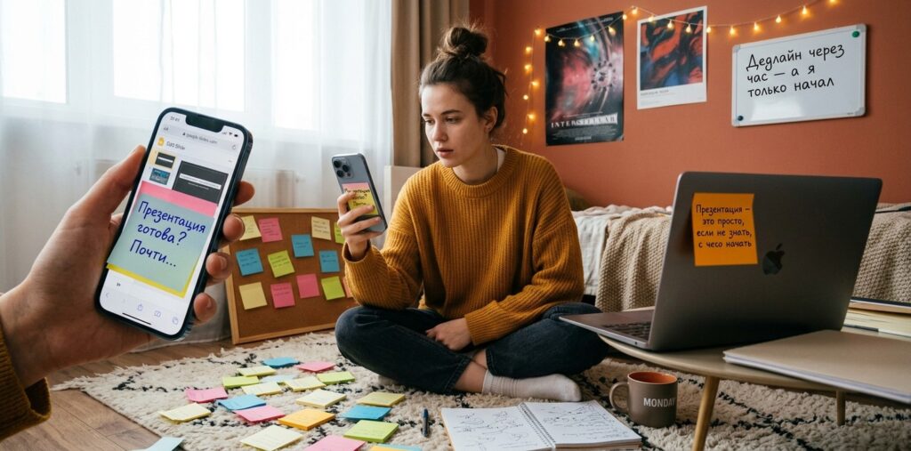 a student sitting on a cozy rug in a modern dorm room