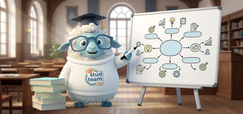 a little lamb is standing by the board and holding a pointer