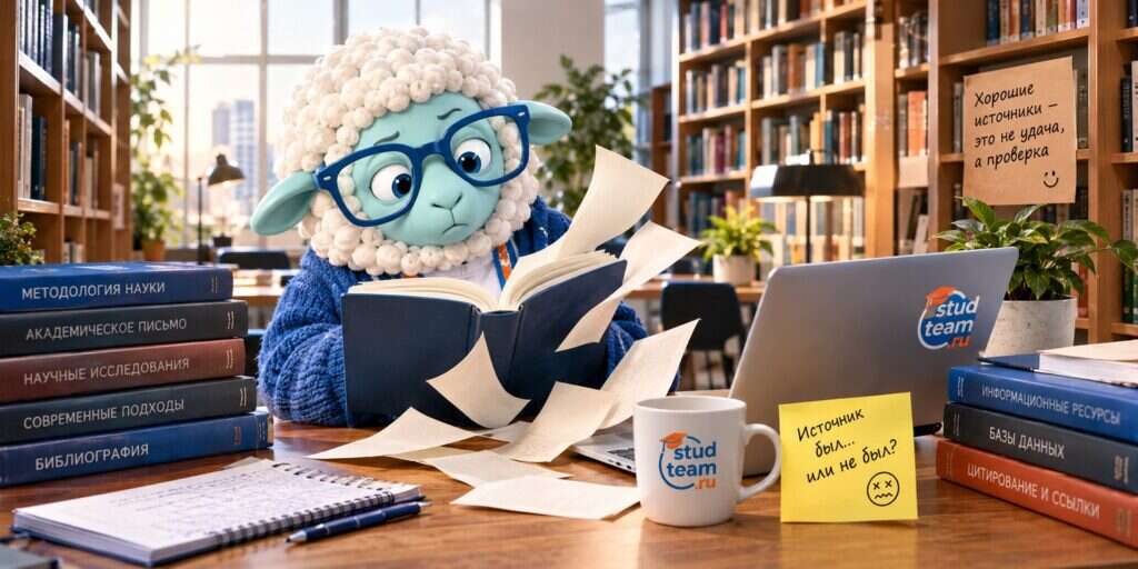 the sheep is standing in a tall library aisle