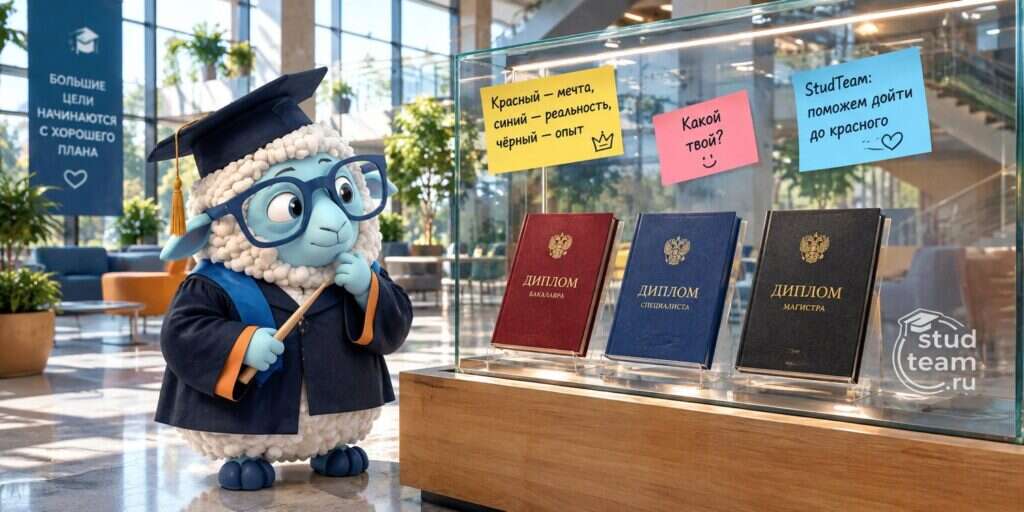 the sheep is standing in a modern university atrium in front of a large glass display