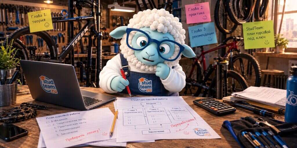 the sheep is standing in a bicycle repair workshop