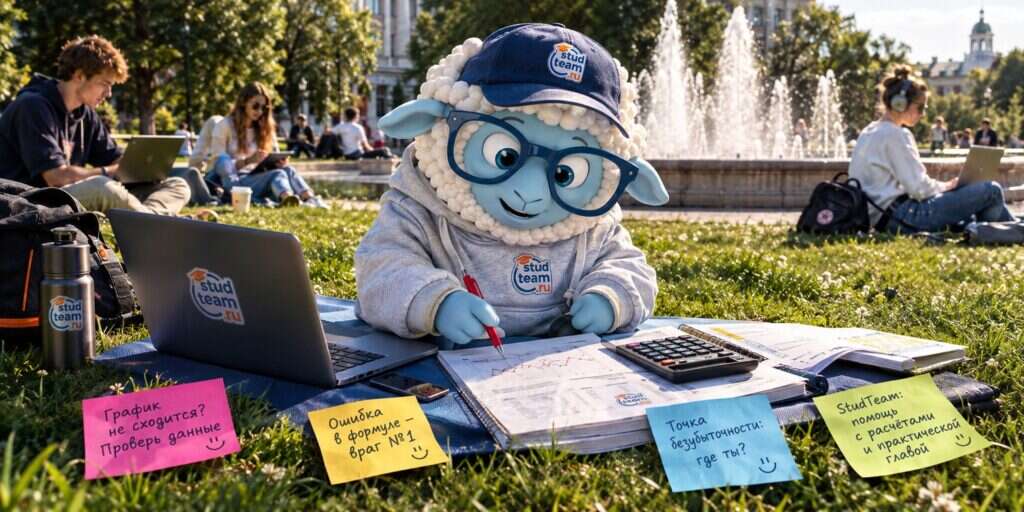 the sheep is sitting on a yoga mat on a lawn near a city fountain